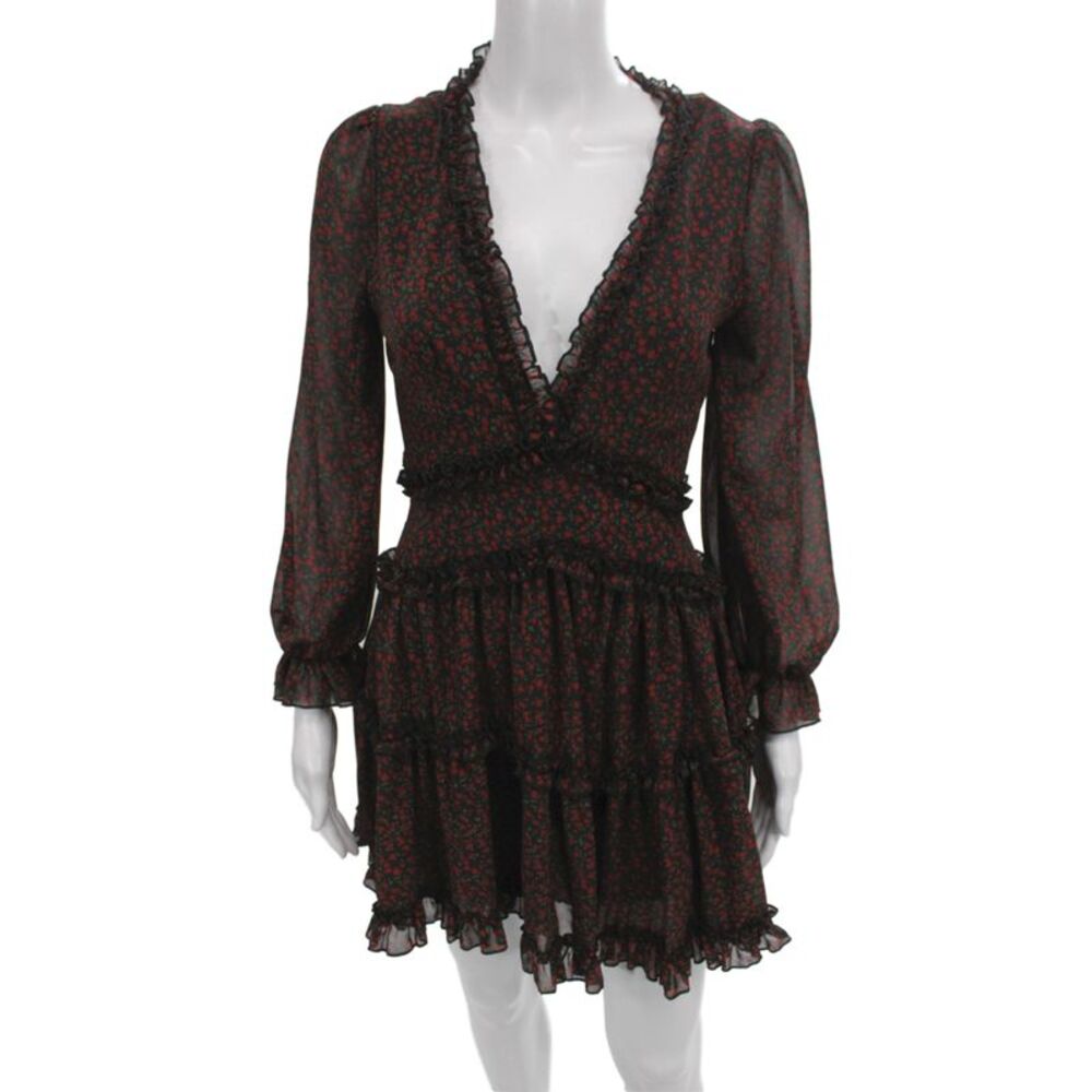 Mable Women Fit & Flare Floral V-Neck Long Sleeve Midi Dress Size S